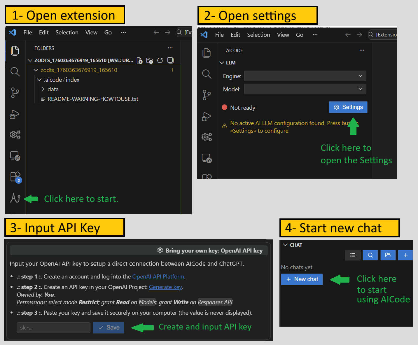 AICode setup: 4 steps in VS Code